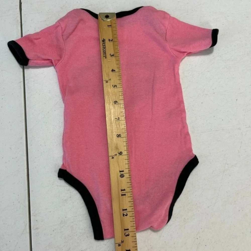 Harley Davidson Bar Shield Logo Pink Ringer Casual Bodysuit‎ Creeper Romper 3/6M